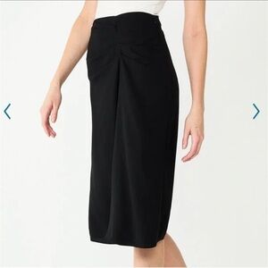 NWT Nine West Midi Slip Satin Skirt size S color Black Knot Detail